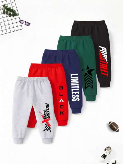 YK X Trampoline Pack of
                    5 Straight Fit Graphic Print Joggers