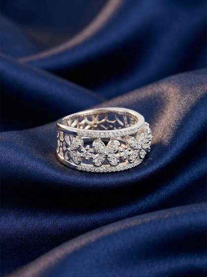 MAEJOY Wide Band Lab
                        grown diamond 92.5 Sterling Silver 18KT Rhodium
                        plated ring