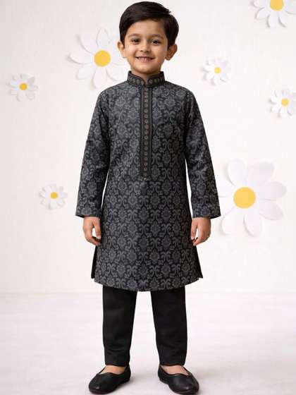VASTRAMAY Boys Ethnic
                    Motifs Regular Thread Work Kurta with Pyjamas