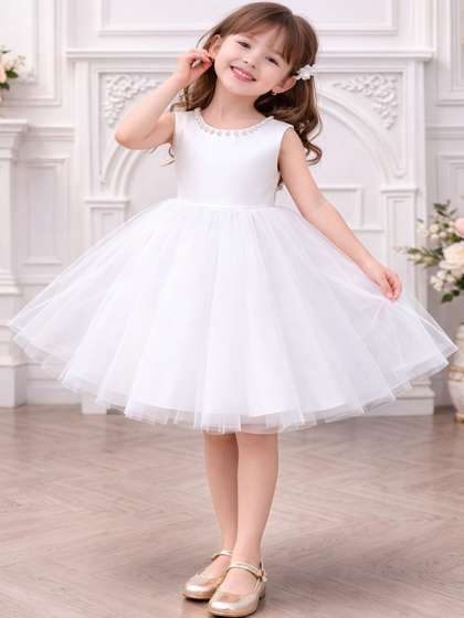 DELIMA FASHION Girls Net
                    Fit & Flare Satin Dress
