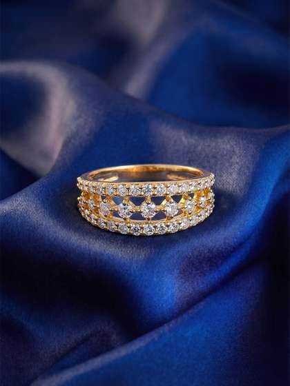 MAEJOY Multi Lab
                          grown diamond 92.5 Sterling Silver 18KT Gold
                          plated band ring