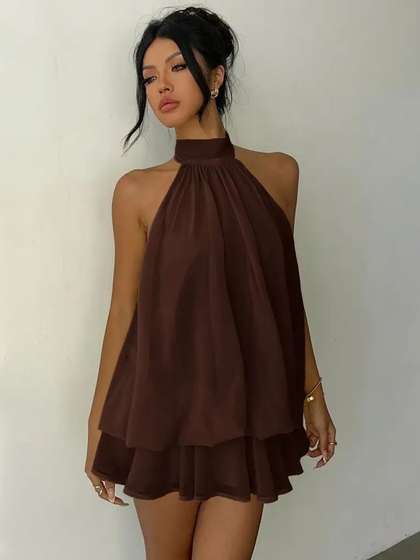 StyleCast x Revolte
                        Tie-Up Neck A-Line Mini Dress