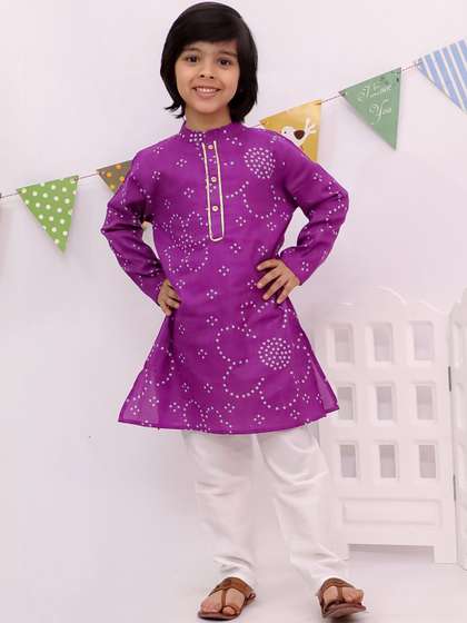 KID1 Boys Ethnic Motifs
                    Printed Regular Pure Cotton Kurta with Pyjamas