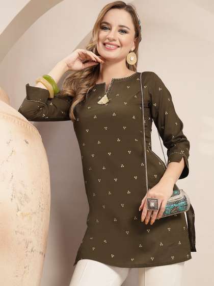 GULMOHAR JAIPUR
                        Print Ethnic Cotton Blend Top