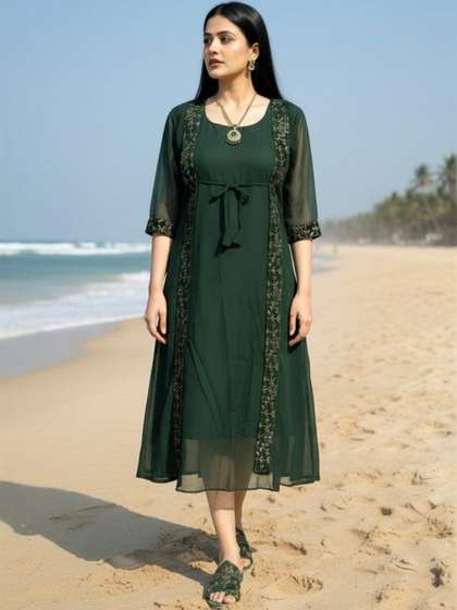 TIWESA-THE TREASURE
                        OF CREATIONTIWESA Ethnic Motifs Embellished
                        Panelled Kurti