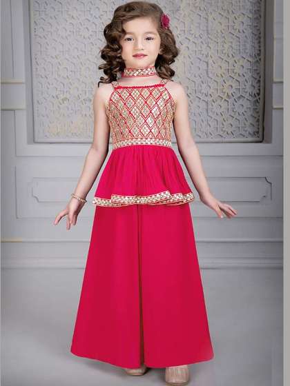 BAESD Girls Embroidered
                    Tiered Gotta Patti Top with Palazzos