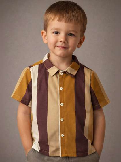 RAVYA TRENDZ Boys
                    Classic Striped Casual Shirt