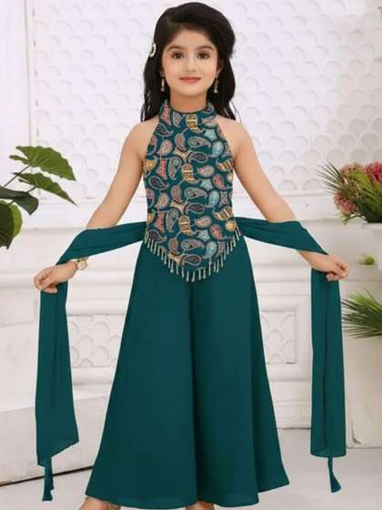 BAESD Girls Paisley
                    Printed Regular Kurta with Palazzos & With
                    Dupatta