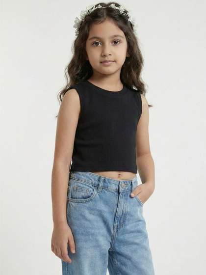 Grit N Groove Girls
                    Black Cotton Tops