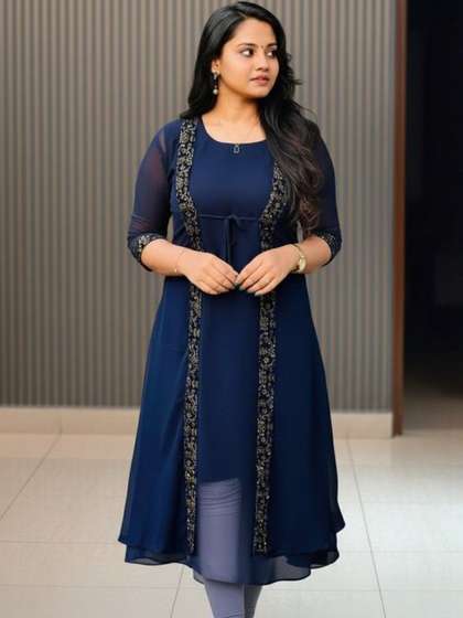 TIWESA-THE TREASURE
                        OF CREATIONTIWESA Ethnic Motifs Embellished
                        Thread Work Thread Work Panelled Kurti