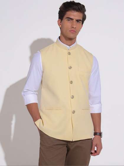 SHOWOFFFF Mandarin
                      Collar Sleeveless Nehru Jacket