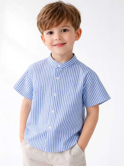 RAVYA TRENDZ Boys
                    Classic Striped Casual Shirt