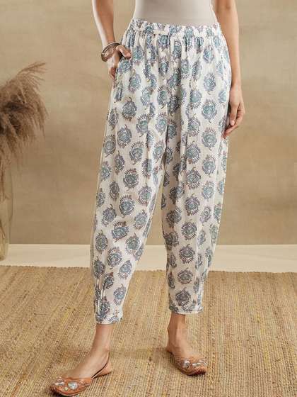 Fabindia Women
                        Printed Block Print Loose Fit Cotton Salwar