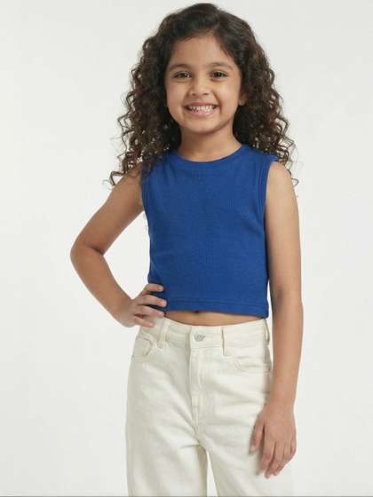 Grit N Groove Girls
                      Blue Cotton Tops