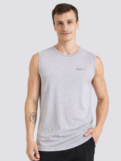 Pepe Jeans Men Cotton
                      Sleeveless Gym Vest