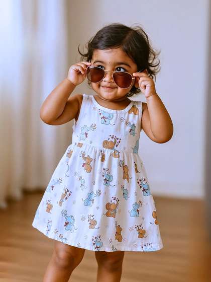 The Boo Boo Club Infant
                    Girls Printed Sustainable Organic Cotton Fit &
                    Flare Dress