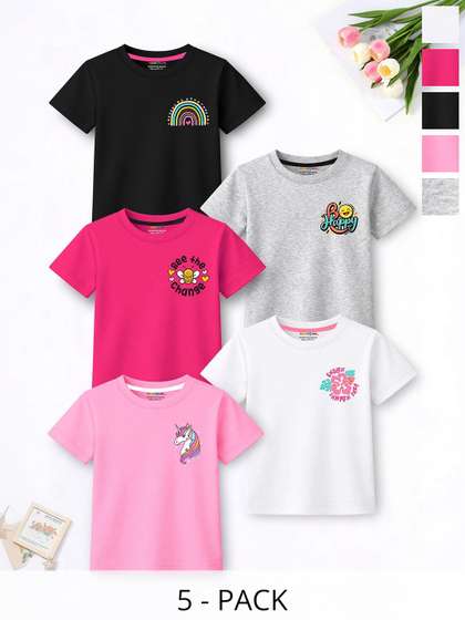 YK X Trampoline Girls
                    Pack Of 5 Printed T-Shirt