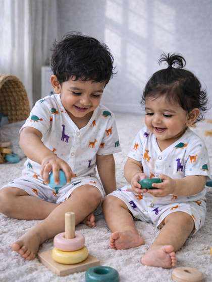 The Boo Boo Club Infants
                    Kids Printed Pure Cotton Sustainable Shirt with
                    Shorts