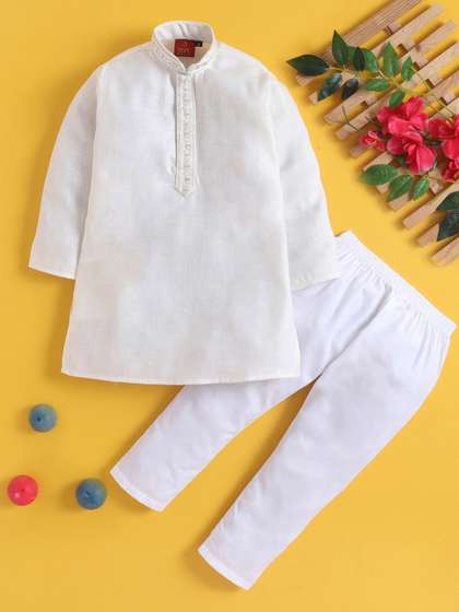 HERE&NOW Boys Ethnic
                    Motifs Embroidered Regular Thread Work Kurta with
                    Pyjamas