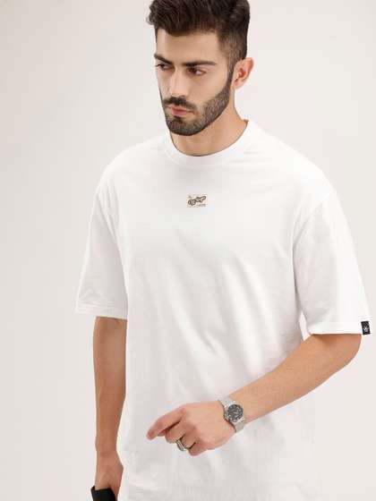 WROGN Drop-Shoulder
                        Sleeves Pure Cotton Relaxed T-shirt