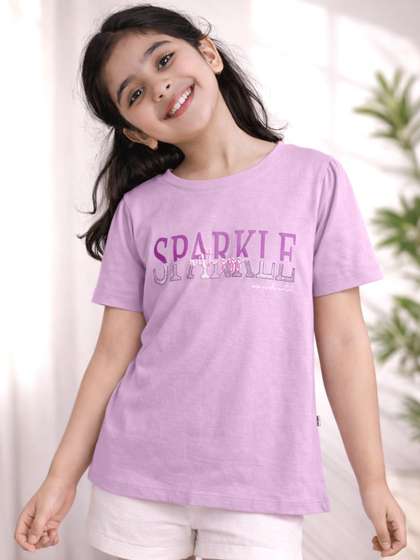 Purple United Kids Girls
                    Printed Lavender Statement Print Breathable Cool
                    Comfy Tshirt
