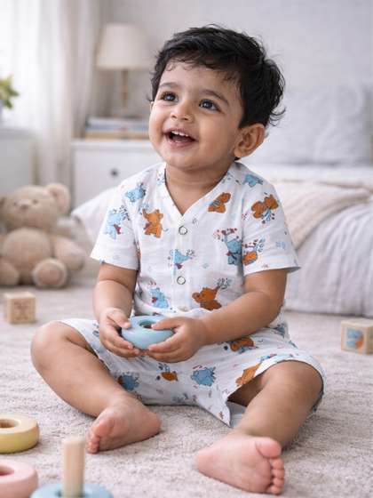 The Boo Boo Club
                        Kids Infants Pure Cotton Printed Sustainable
                        Shirt with Shorts