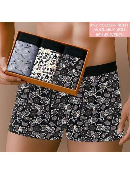 CAVENDERS Boys Pack of
                      3 Printed Assorted Boxer-Style Briefs
