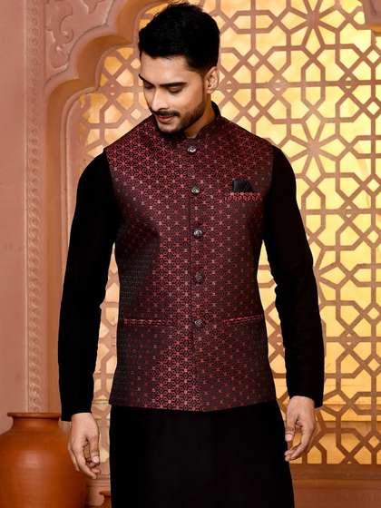 TRENDS OF ETHNIC Men
                        Woven Design Classy Fit Jacquard Nehru Jacket