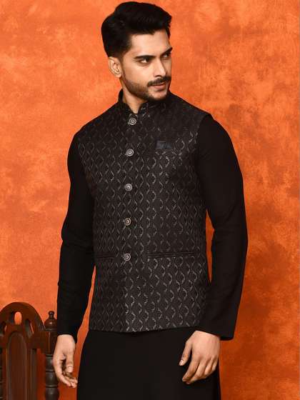 TRENDS OF ETHNIC Men
                        Woven Design Classy Fit Jacquard Nehru Jacket
