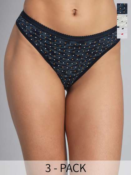 FabLina Pack of 3
                      Printed Low-Rise Thongs Briefs