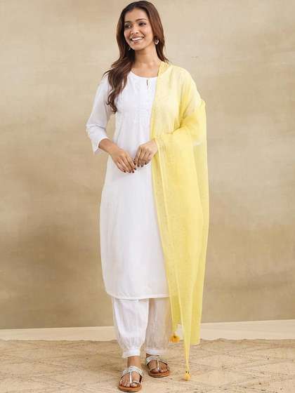 Fabindia Embroidered
                        Cotton Silk Dupatta