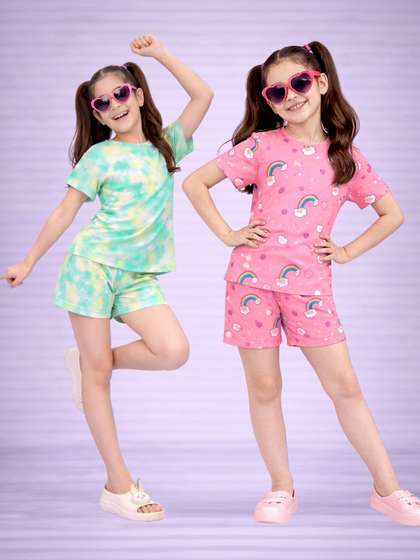 BAESD Girls Printed
                    Short Sleeves Nightdress