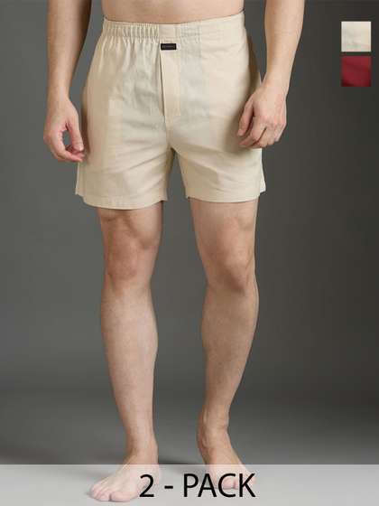 Mast & Harbour
                        Pack Of 2 Men Printed Pure Cotton Mid-Rise
                        Boxer