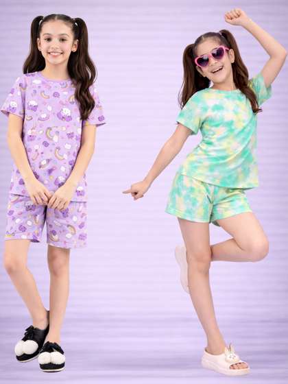 BAESD Girls Printed
                    Short Sleeves Nightdress