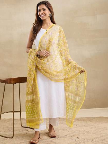 Fabindia Printed
                        Cotton Silk Block Print Dupatta
