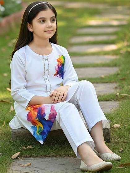 KALINI Girls Printed
                      Regular Kurti with Trousers