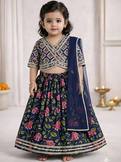 Arshia Fashions Girls
                    Printed Ready to Wear Lehenga & Blouse With
                    Dupatta