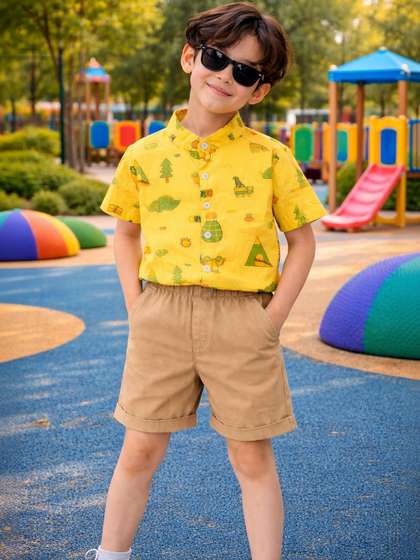 HERE&NOW Unisex
                      Kids Printed Shirt with Shorts