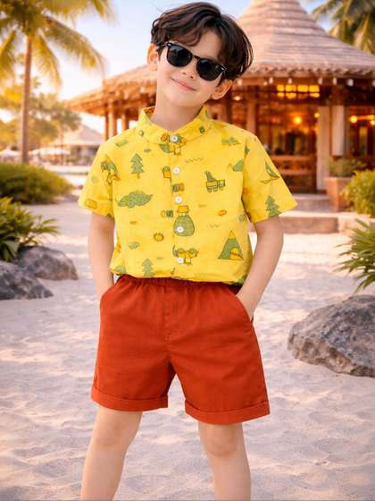 HERE&NOW Unisex Kids
                    Printed Shirt with Shorts