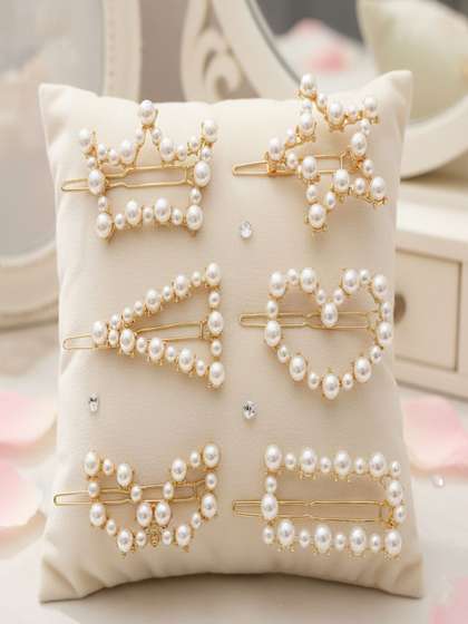 KHANBAGSTORE Girls Set
                    of 6 Embellished Bobby Pins