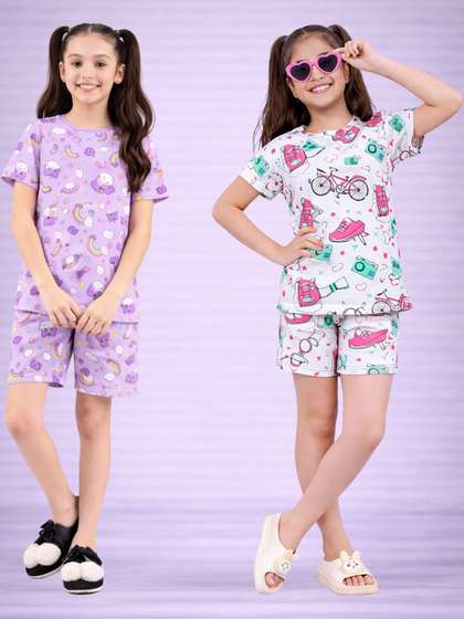 BAESD Girls Printed
                    Short Sleeves Nightdress
