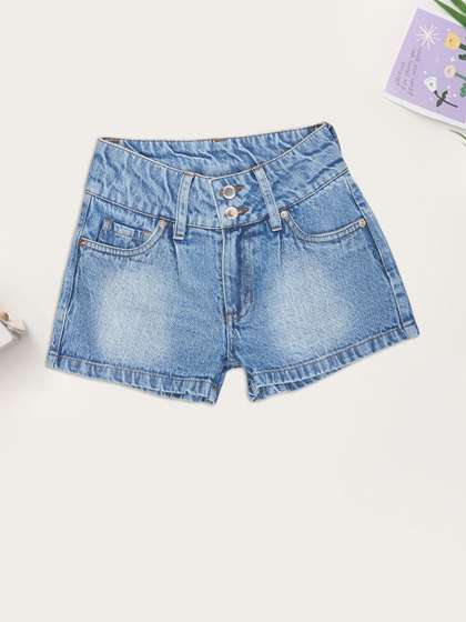 Pantaloons Junior Girls High-Rise Denim Shorts