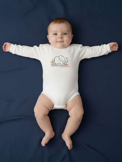 My Milestones Infant
                    Boys Embroidered Cotton Bodysuit