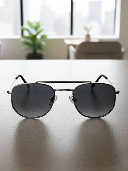 HRX by Hrithik Roshan
                      Men Black Lens & Gunmetal-Toned Aviator
                      Sunglasses with