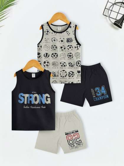 INDIA FASHION FAB Unisex
                    Kids Printed T-shirt with Shorts