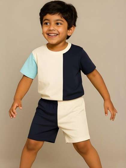 Little Angels
                            Boys Premium Bio-Washed Cotton T-shirt and
                            Shorts Set