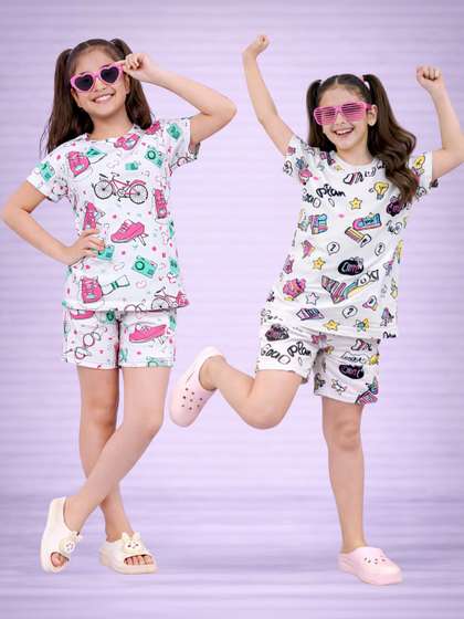 BAESD Girls Printed
                    Short Sleeves Nightdress
