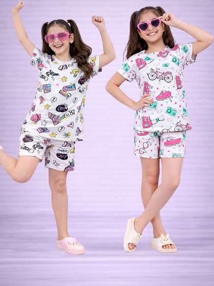 BAESD Girls Printed
                    Short Sleeves Nightdress