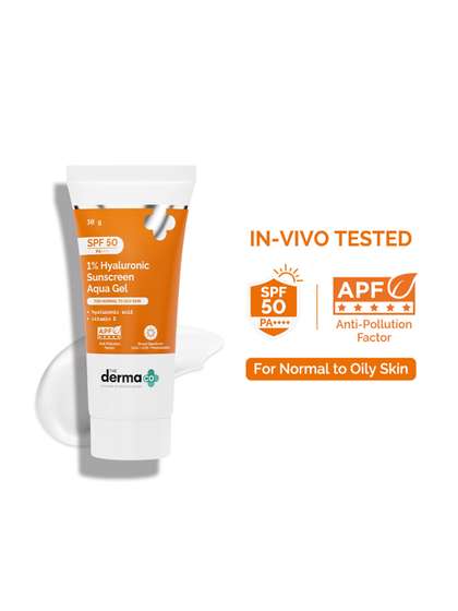The Derma co. 1%
                        Hyaluronic Sunscreen SPF50 Aqua Gel for Oily,
                        Dry, Acne-Prone Skin - 30g