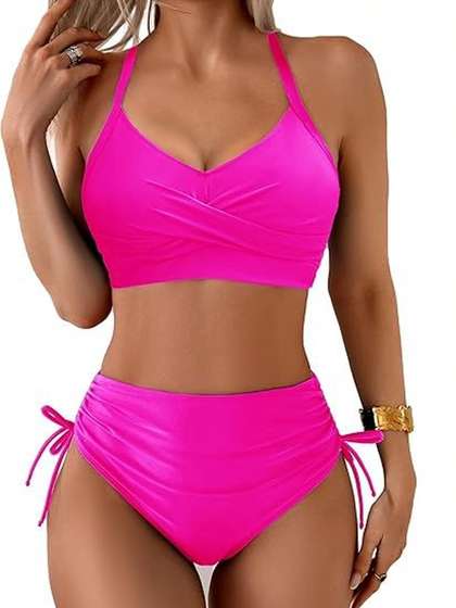 BAESD High-Waist
                        Halter Neck Swim Bikini Set